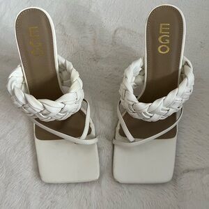EGO White Braided Strap Heels